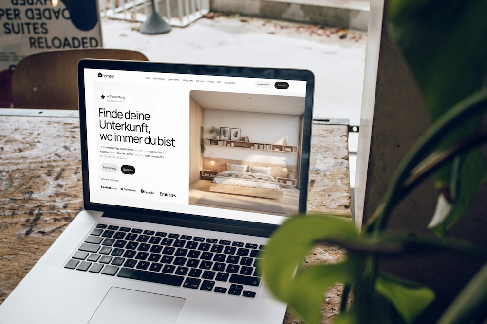 Apartment Buchungsplatform Wesbite präsentiert auf einem Laptop